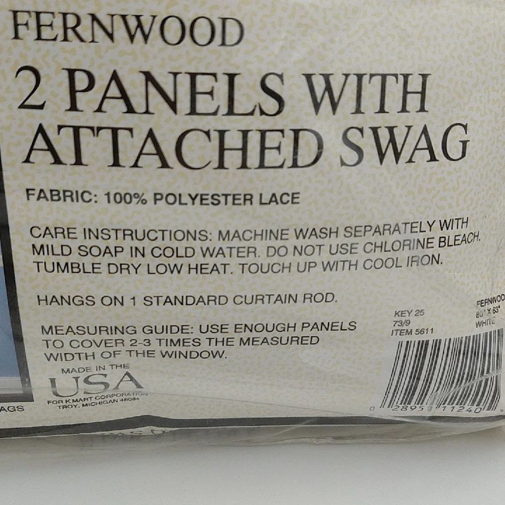 White Lace Curtain Panels with Swag - Picture 3 of 3